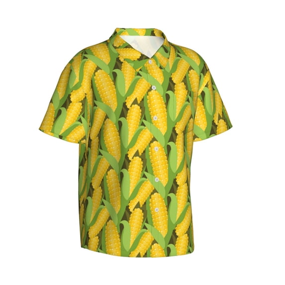 Goofa Corn 1 Hawaiian Shirt for Men, Unisex Summer Beach Casual Short Sleeve Button Down Shirts,Aloha Tropical Floral print shirt-Medium