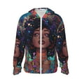 thumbnail image 1 of Goofa Cosmic Garden Woman Portrait Printed Women's UPF 50+ Sun Protection Hoodie Jacket Lightweight Long Sleeve Sun Shirt for Women with Pocket Hiking Outdoor-3X-Large, 1 of 9
