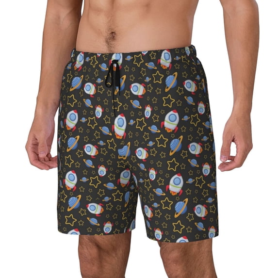 Goofa Cosmic Printed Men's Swim Trunks Board Shorts Quick Dry Mens Swimming Trunks with Compression Liner,Breathable Fit Hawaii Beach Shorts-3X-Large