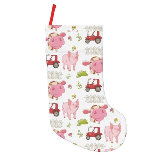 Goofa Cow And Pig for Christmas Stockings, 18inch Xmas Hanging Stocking Decorations for Christmas Party Family Decor