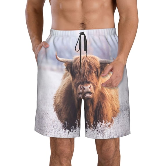 Goofa Cow Printed Mens Swim Trunks Summer Quick Dry Short Beach Swimwear Bathing Suits-X-Large