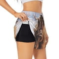 thumbnail image 1 of Goofa Cow Printed Women 2 in 1 Running Shorts,Quick Dry Athletic Workout Shorts,High Waisted Athletic Shorts with Liner Pockets-Medium, 1 of 9