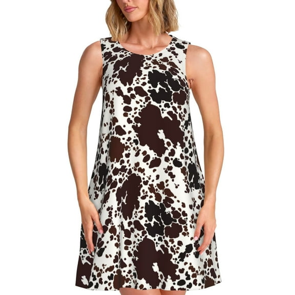 Goofa Cow Skin for Summer Dresses for Women – Beach Floral Sundress, Casual Pockets Boho Tank Dress for Hot Days