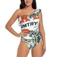 thumbnail image 1 of Goofa Cowboy Rising Horse Pattern Women's One Piece Swimsuits Tummy Control Bathing Suits Asymmetric One Shoulder Swimwear-Large, 1 of 6