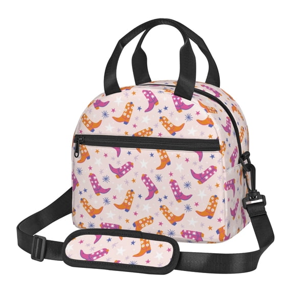 Goofa Cowgirl Boots Pattern Lunch Bag ,Insulated Lunch Box, Small Leakproof Cooler Food Lunch Containers Reusable High Capacity Lunch Tote Bags