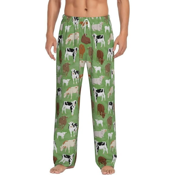 Goofa Cows And Calves Pattern Printed Soft Pajama Pants for Men, Wide Leg Comfy Casual Lounge Yoga Pants-Medium