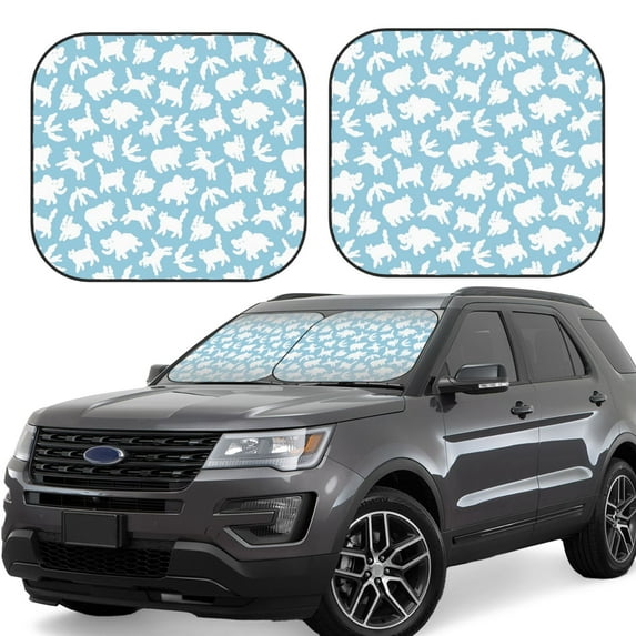 Goofa Cute Animals Pattern 2 Piece Car Windshield Sun Shade Foldable | Front Windshield Shade for Sun, Heat and UV Rays | Sunshade for Car Front Window-Large