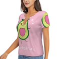 thumbnail image 1 of Goofa Cute Avocado Pattern Womens Deep V Neck Low Cut Tops Casual Summer Short Sleeve Ribbed Knit T-Shirts-XX-Large, 1 of 5