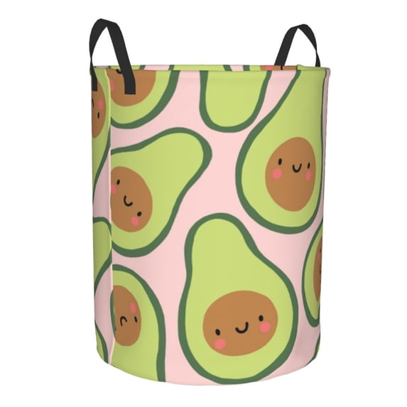 Goofa Cute Avocado Printed Circular Hamper,Laundry Basket with Handles,Storage Baskets Foldable,Large Capacity Laundry Hamper-