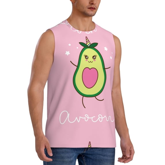 Goofa Cute Avocado Printed Men's Sleeveless T-Shirt - Athletic Gym Workout Tank Top for Men - Moisture-Wicking, UPF 30+ Quick-Dry Muscle Tee-XX-Large