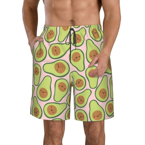 Goofa Cute Avocado Printed Mens Swim Trunks Summer Quick Dry Short Beach Swimwear Bathing Suits-