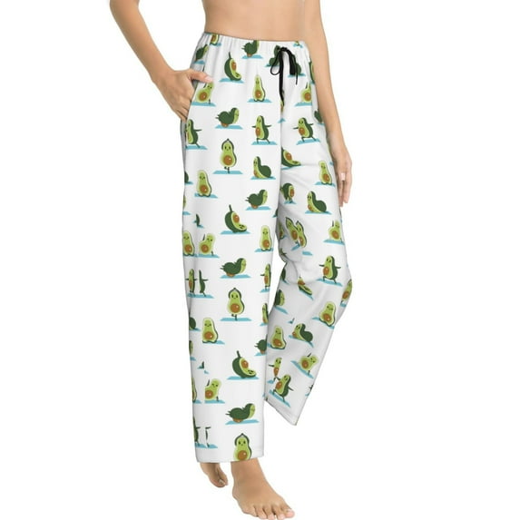 Goofa Cute Avocado Yoga Printed Soft Pajama Pants for Women, Wide Leg Comfy Casual Lounge Yoga Pants-Medium