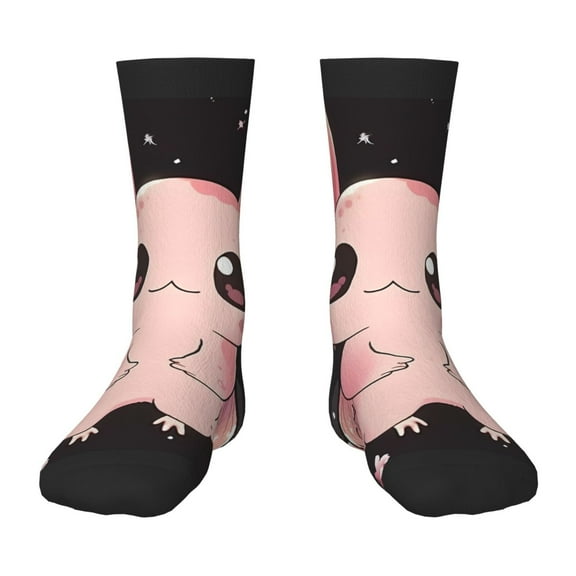 Goofa Cute Axolotl Sakura Blossoms B Pattern Children's Crew Socks, Kids' Daily Wear and Sports Socks, Breathable Socks, Sports Socks, Moisture-Wicking Socks for Children
