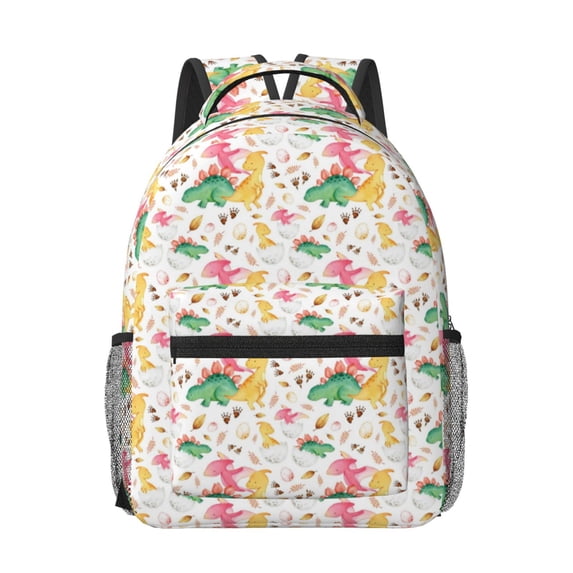 Goofa Cute Baby Dinosaurs Pattern Comfortable Student Backpack - Ergonomic Design, Durable, Water-Resistant, Multi-Compartment,Travel, and Outdoor Activities