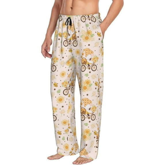 Goofa Cute Bee Gnome1 Printed Soft Pajama Pants for Men, Wide Leg Comfy Casual Lounge Yoga Pants-Small