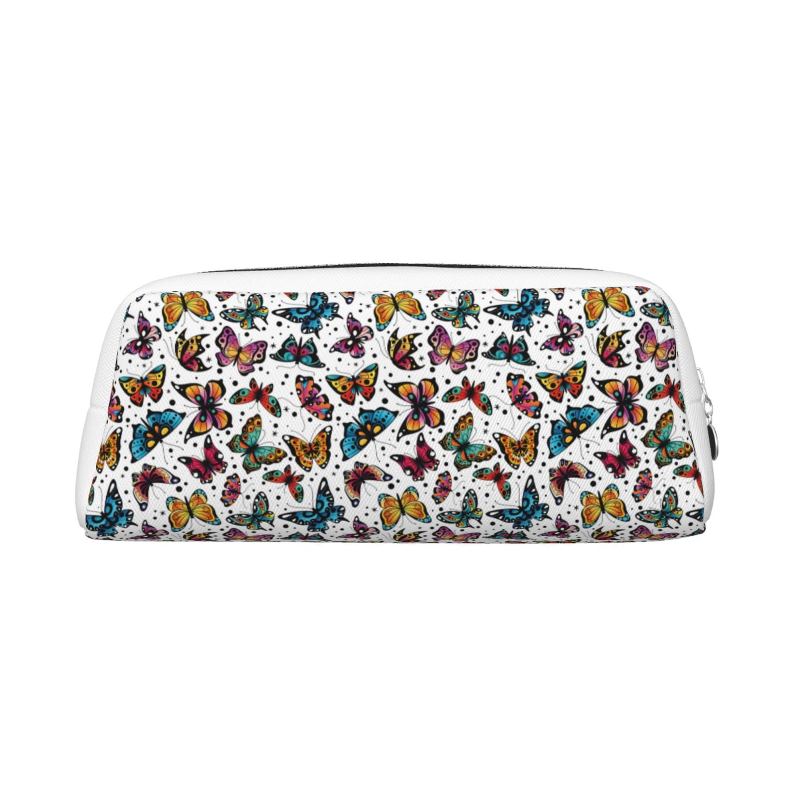 Goofa Cute Butterfly Pattern Leather Pencil Case, Pencil Pouch, Pencil