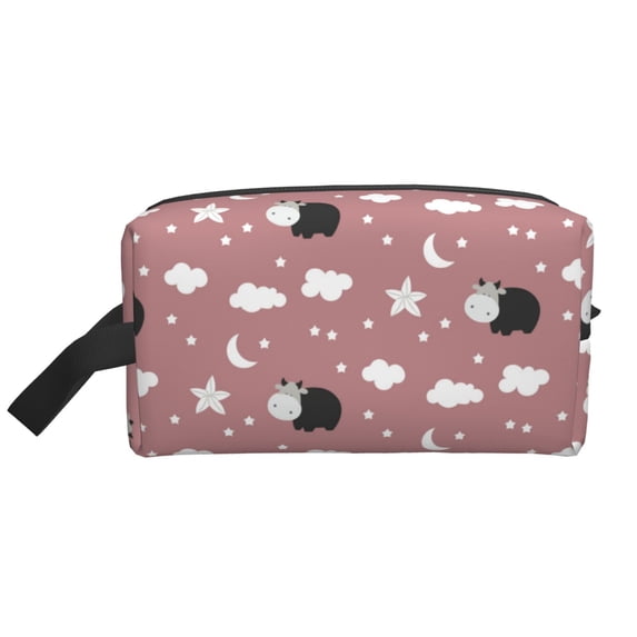 Goofa Cute Calf Printed Toiletry Bag with Handle,Large Capacity Travel Makeup Cosmetic Bag for Women, Carry on Airport Airline Compliant Bag