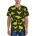 thumbnail image 1 of Goofa Cute Cartoon Dinosaurs Pattern Mens Golf Shirt Baseball T-shirt Moisture Wicking Dry Fit Performance Sport Short Sleeve Striped Golf Polo Shirts-Medium, 1 of 7