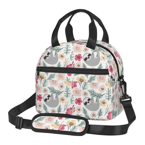 Goofa Cute Cartoon Sloth Pattern Lunch Bag ,Insulated Lunch Box, Small Leakproof Cooler Food Lunch Containers Reusable High Capacity Lunch Tote Bags