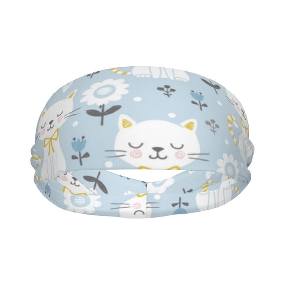 Goofa Cute Cat Pattern Sweatbands Sports Headband for Men & Women,Moisture Wicking Athletic headband,Breathable Sweatband,Sports accessories,Workout gear