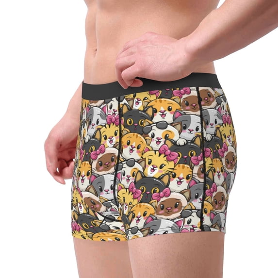 Goofa Cute Cat Printed Men's Boxer Briefs Underwear, Moisture-Wicking Underwear, Trunk,Soft and Breathable Cotton Underwear-X-Large
