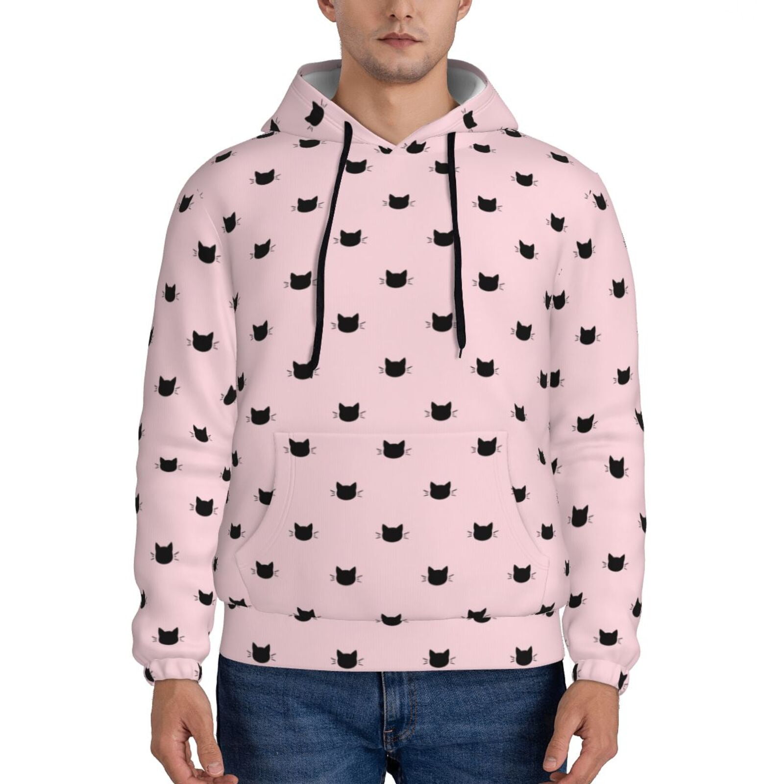 Goofa Cute Cat for Men's Hooded Sweatshirt - Lightweight Pullover ...