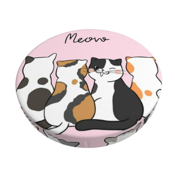 Goofa Cute Cats Printed Stool Covers Round, Waterproof Round Bar Stool Covers Anti-Slip Round Bar Stool Seat Cover with Elastic Bands Durable -