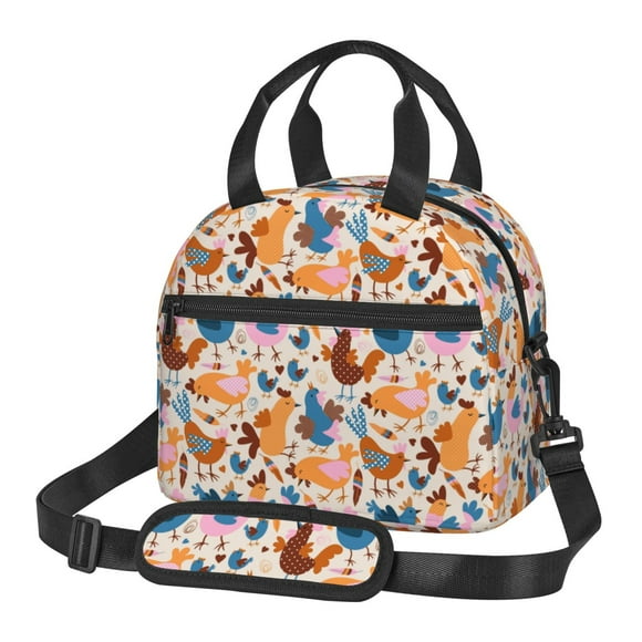 Goofa Cute Chickens Pattern Lunch Bag ,Insulated Lunch Box, Small Leakproof Cooler Food Lunch Containers Reusable High Capacity Lunch Tote Bags
