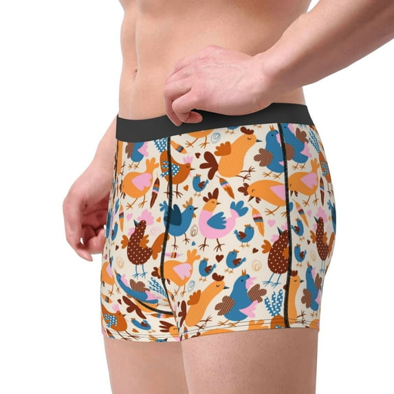 Goofa Cute Chickens Printed Men's Boxer Briefs Underwear, Moisture-Wicking Underwear, Trunk,Soft and Breathable Cotton Underwear-Small