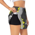 thumbnail image 1 of Goofa Cute Dinosaur Printed Women 2 in 1 Running Shorts,Quick Dry Athletic Workout Shorts,High Waisted Athletic Shorts with Liner Pockets-, 1 of 9