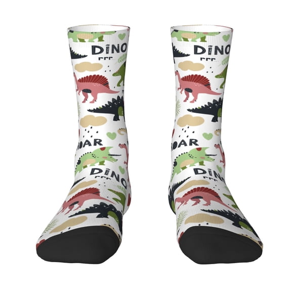 Goofa Cute Dinosaurs Printed Men's Crew Socks, Soft Durable Breathable Moisture-Wicking with Odor Control Cotton socks