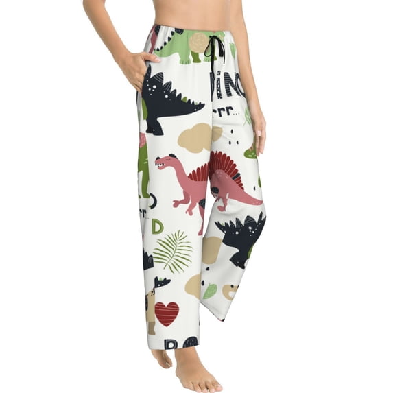 Goofa Cute Dinosaurs Printed Soft Pajama Pants for Women, Wide Leg Comfy Casual Lounge Yoga Pants-XX-Large