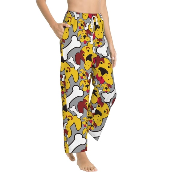 Goofa Cute Dog Printed Soft Pajama Pants for Women, Wide Leg Comfy Casual Lounge Yoga Pants-X-Large