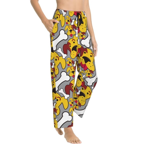 Goofa Cute Dog Printed Soft Pajama Pants for Women, Wide Leg Comfy Casual Lounge Yoga Pants-XX-Large