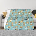 thumbnail image 1 of Goofa Cute Dogs Corgi Pattern Fleece Throw Blanket for Couch, Soft Checkered Flannel Blanket for Sofa, Warm Cozy Decorative Blanket Fall Decor Gift-60"x50", 1 of 6
