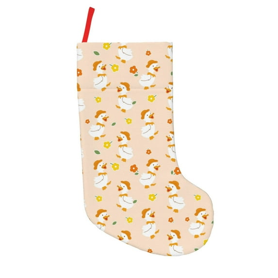Goofa Cute Duck And Flower for Christmas Stockings, 18inch Xmas Hanging Stocking Decorations for Christmas Party Family Decor