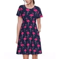 thumbnail image 1 of Goofa Cute Flamingo Pattern Women Summer Short Sleeve Midi Dress with Pockets Casual Aline Flowy Tshirt Dress Vocation Beach Sundress, 1 of 6