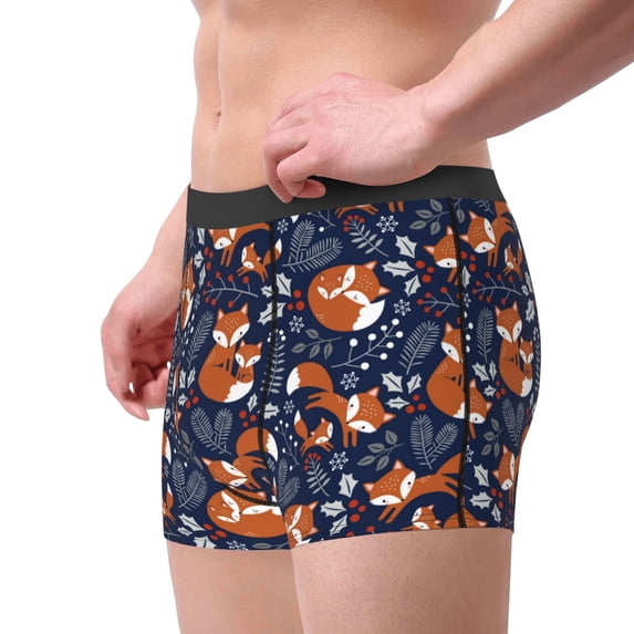 Goofa Cute Foxes Printed Men's Boxer Briefs Underwear, Moisture-Wicking Underwear, Trunk,Soft and Breathable Cotton Underwear-