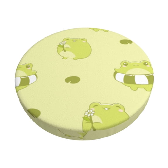 Goofa Cute Frog3 Printed Stool Covers Round, Waterproof Round Bar Stool Covers Anti-Slip Round Bar Stool Seat Cover with Elastic Bands Durable -