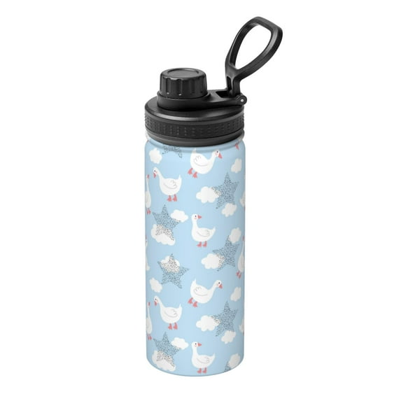 Goofa Cute Goose On A Blue Sky Print 18oz Sports Insulated Kettle With Straw Water Bottle Sports Water Bottle For Running Hiking Cycling Climbing Mans Womans