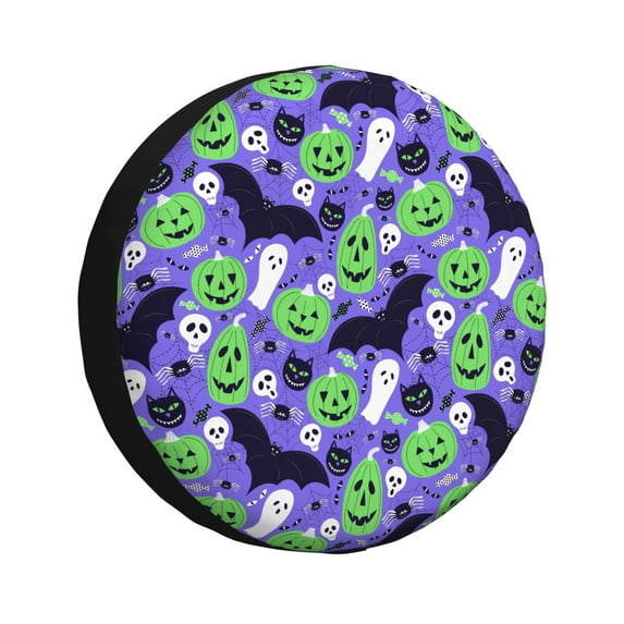 Goofa Cute Halloween Pattern Universal Tire Cover for Jeep, SUV, Truck, and Trailer – Waterproof, UV-Resistant,Easy to Install, Fits 14"-17" Tires-15 inch