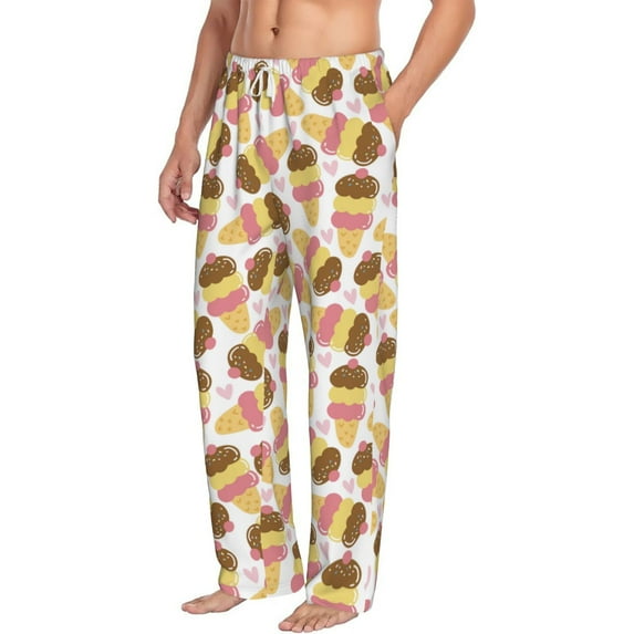 Goofa Cute Ice Cream Printed Soft Pajama Pants for Men, Wide Leg Comfy Casual Lounge Yoga Pants-Large
