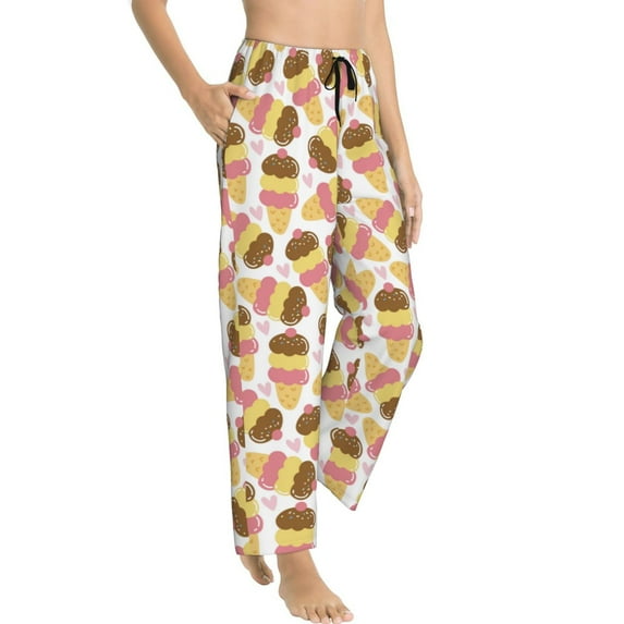 Goofa Cute Ice Cream Printed Soft Pajama Pants for Women, Wide Leg Comfy Casual Lounge Yoga Pants-XX-Large