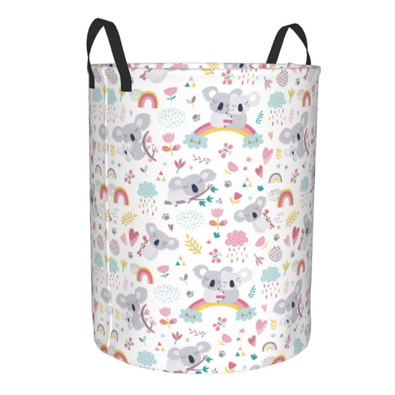 Goofa Cute Koala Printed Circular Hamper,Laundry Basket with Handles,Storage Baskets Foldable,Large Capacity Laundry Hamper-