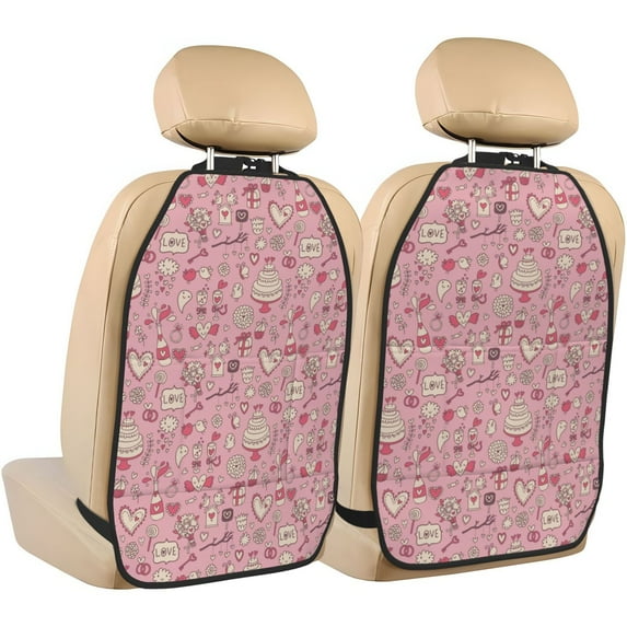 Goofa Cute Love Pattern Car Back Seat Protector for Kids (2 Pack) ,Anti-kick Storage Mat for Car Seats,Shields from Footprints