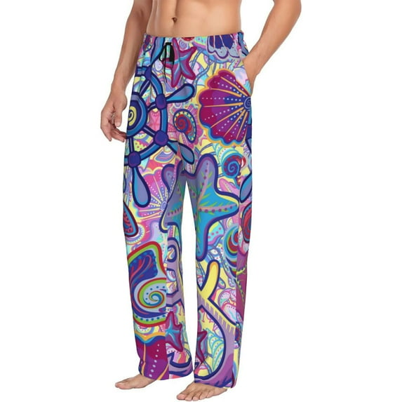 Goofa Cute Nautical Printed Soft Pajama Pants for Men, Wide Leg Comfy Casual Lounge Yoga Pants-X-Large