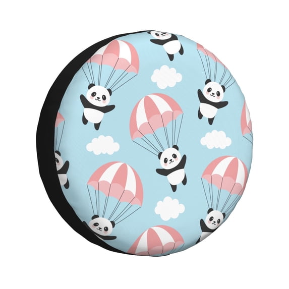Goofa Cute Panda Flying in the Sky Pattern Universal Tire Cover for Jeep, SUV, Truck, and Trailer – Waterproof, UV-Resistant,Easy to Install, Fits 14"-17" Tires-14 inch
