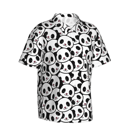Goofa Cute Panda Hawaiian Shirt for Men, Unisex Summer Beach Casual Short Sleeve Button Down Shirts,Aloha Tropical Floral print shirt-XX-Large