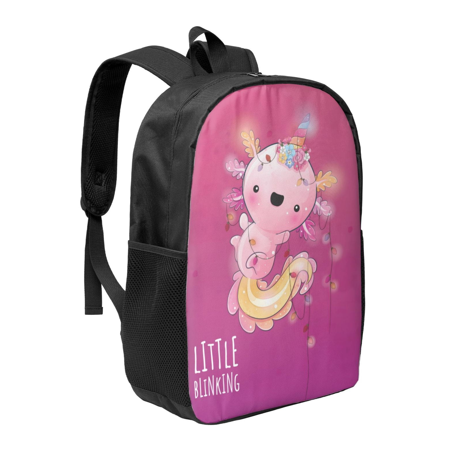 Blueangle Pink Headband Pug Backpack For Kids - Water Resistant School Bookbag, 12.2x7.87x16.14 Inches