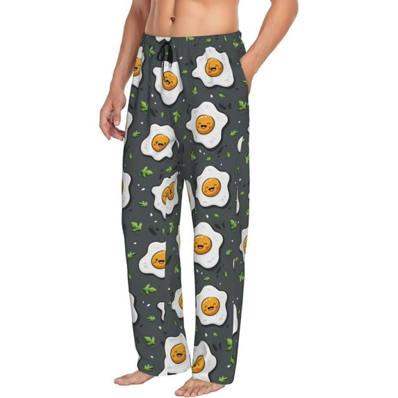 Goofa Cute Poached Eggs Printed Soft Pajama Pants for Men, Wide Leg Comfy Casual Lounge Yoga Pants-